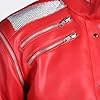 Bluefinch Fashions Men's Red Retro Style Leather Costume Jacket | Vintage Zip-Up Party Outerwear (UK, Alpha, XL, Regular, Regular, Red) #2