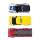 Dickie Toys - SOS-Team Spielzeugautos (je 15 cm) - 3er-Set Autos mit Freilauf für Kinder ab 3 Jahre, Volvo EX40 Polizeiauto, VW ID. Buzz Krankenwagen & Rosenbauer Penta Feuerwehrauto
