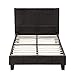 mecor Twin Size Bed Frame - Black Faux Leather Upholstered Bonded Platform Bed/Panel Bed - with Headboard - No Box Spring Needed - for Children Teens Adults,Black/Twin