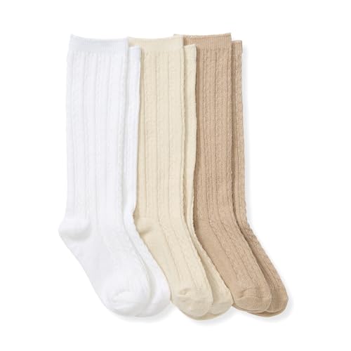 Burt's Bees Baby Baby Girls' Set of 3 Cable Knit Knee-high Organic Cotton Stockings Socks