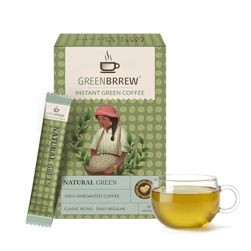 Image of Greenbrrew Natural Instant Green Coffee - 20 Easy Mix Sachets, Pack of 1 (60g)