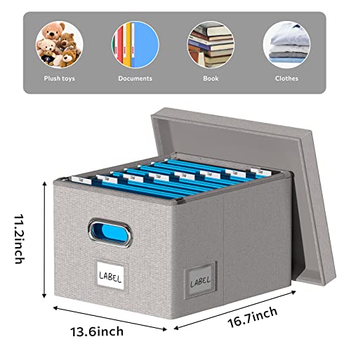 Dywmm File Organizer Collapsible Storage Box For Office File Box With Lids Document Organizer For School And Home Easy Slide Durable Hanging File Box (Light Gray) #TOP1