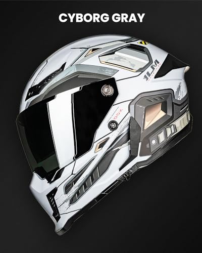 Image of ILM Motorcycle Helmets for Adult Men Women Full Face DOT ECE Powersports Dual Visor Street Racing Helmet with Pinlock Cascos para Motos Model MF509 (Cyborg Gray, L)