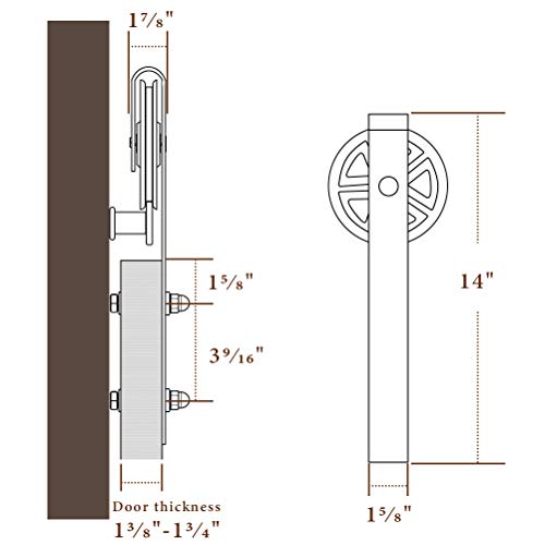 6.6ft Sliding Barn Door Hardware Kit, Dedoot Heavy Duty Single Door Rails, Smoothly and Quietly, Easy to Install, Fit 36\"-40\" Wide Door Panel (Big Wheel)