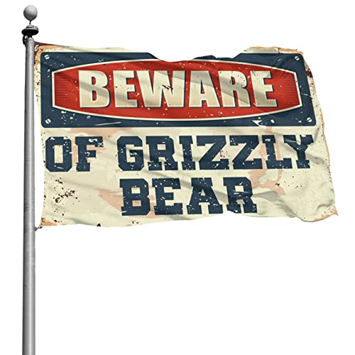 Drapeau Méfiez-vous des ours Grizzly 152x244cm - Décoration dortoir