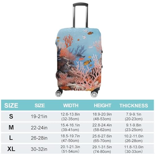 Coral Reef Luggage Cover, Elastic Luggage Protector Fits 19-32in Suitcases, Washable & Anti-Scratch Suitcase Cover for Men Women M2