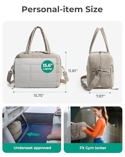 BAGSMART Small Gym Bag for Women, 23L Carry on Travel Duffle, Water-resistant Dance Bag with Shoe Compartment, Camel2