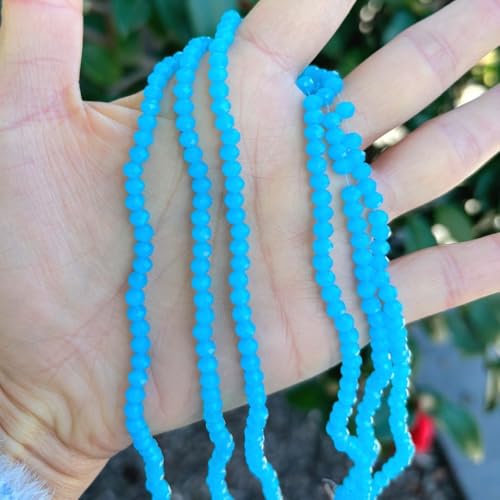 Image of 500pcs Czech Faceted Rondelle Crystal Glass Beads 4mm Small Tiny Bulk Blue Turquoise Opal