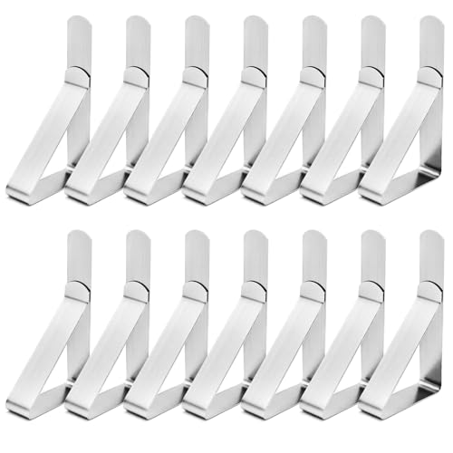 T-Antrix Tablecloth Clips- Picnic Table Cloth Clips- Stainless Steel Table Cloth Cover Clamps- Table Clips for Restaurant Picnics Marquees Weddings Graduation Party 14 Pack