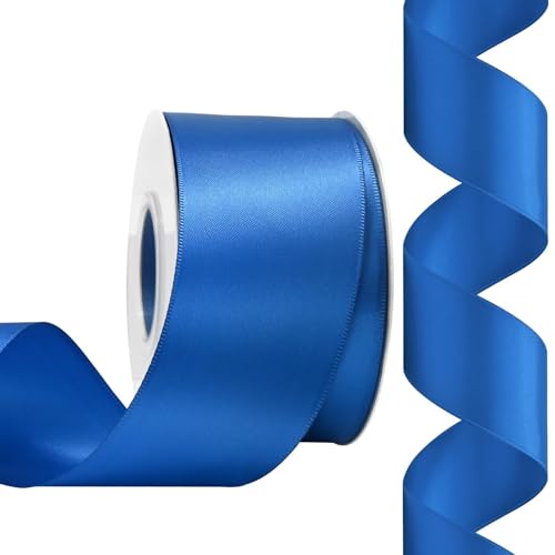 Rilisili Royal Blue Satin Ribbon 2 Inch 25 Yards Double Faced Polyester Satin Ribbons for Gift Wrapping DIY Crafts Weddings Invitations Flower Bouquet Bow Making Home Decor Sewing