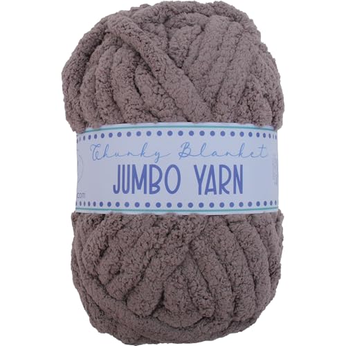 Image of ThreadArt Chunky Chenille Yarn for Hand Knitting, Jumbo, Dark Grey | Soft jumbo chenille yarn for hand knit and crochet. Make blankets, plushies & crochet projects. DIY quick projects.