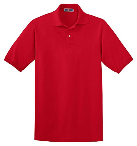 Jerzees mens 5.6 oz. 50/50 Jersey Polo with SpotShield(437)-TRUE RED-S