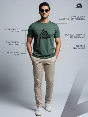 Image of ADRO Men's 100% Cotton Regular Fit T-Shirt