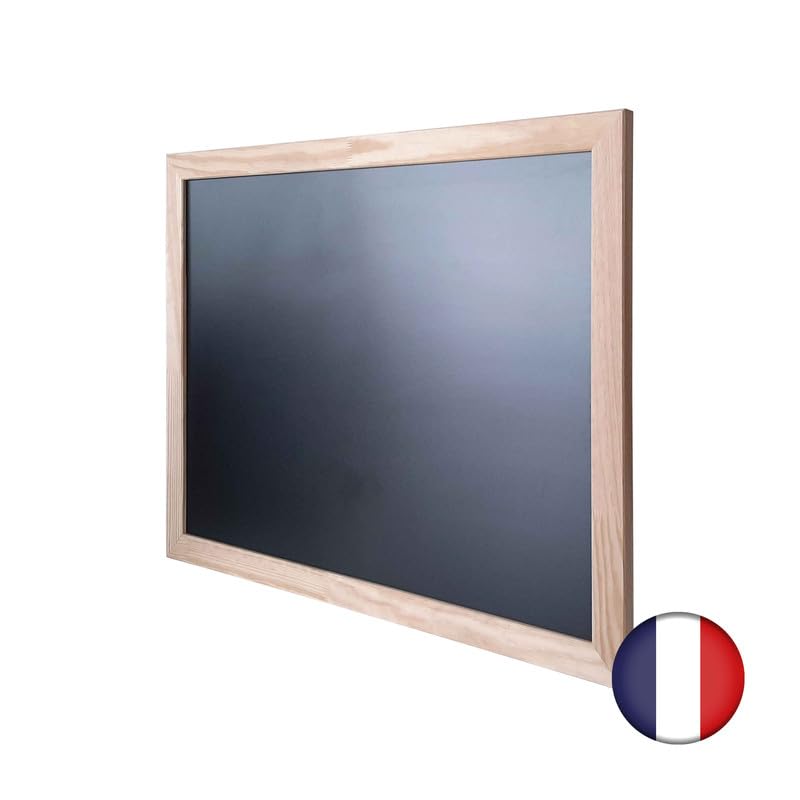 Ardoise murale double face moulure large en bois brut dimensions 87 x 67 cm
