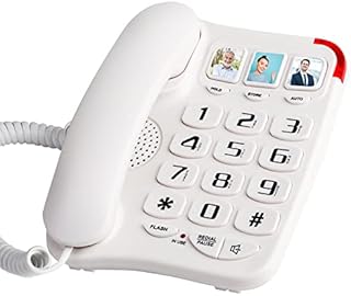 Big Button Phone for Seniors, Home Corded Landline Telephone with Loud Ringer, One-Touch Dialling,Ringer-Flasher for Hearing and Visually Impaired Elderly,White