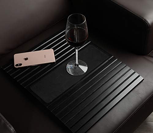 Bamboo Wood Sofa Arm Tray Table Flexible/Foldable Sofa Tray. Couch arm Table. Perfect for Drinks, Snacks, Remote Control or Phone. Great arm Tray for Couch armrest. (16.5"L x 13.25"W x 0.4"H, Black)
