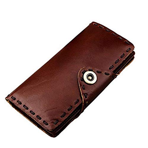 JJSFJH Impermeable Moda Simple Tendencia Retro Cuero de los Hombres Billetera