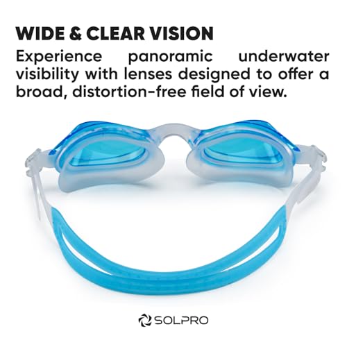 Image of Solpro Clear Wave Unisex Adult Swimming Goggles for Women,Men,Boys,Girls,Teenagers,Athletes,Swimmers For Training,Competition in Swimming Pool,Beach,Water Sport, Park & Activties