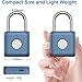 eLinkSmart Fingerprint Padlock - Blue Metal Keyless Thumb Lock for Gym Locker School Locker Backpack Suitcase Luggage