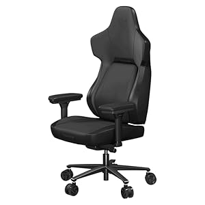 ThunderX3 CORE SYNC6 Moderne ergonomische gamingstoel, zesvoudig verstelbaar, CORED.RDY 360-technologie, afneembaar hoofdsteunkussen, veelzijdige 3-in-1 voetensteun, zwart