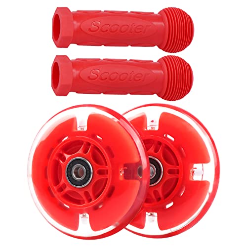 98Mm Flashing Push Scooter Replacement Wheel Set, Upgrade Led Light Up Wheels For Razor Kick Scooter,2-Pack (Red) #TOP12