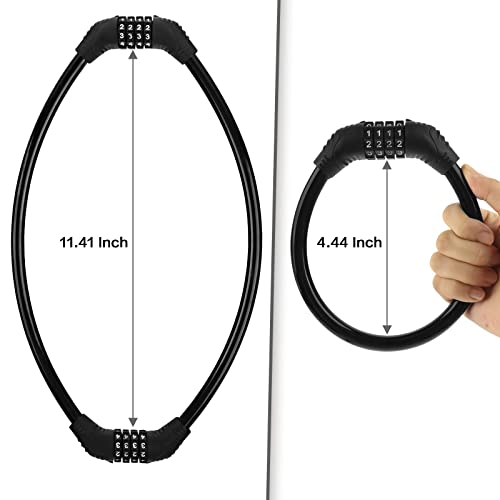 Fusiontec Bike Lock Cable, Bike Locks Heavy Duty Anti Theft, 2 Pcs Security 4 Digit Resettable Combination Bike Cable Lock, Portable Code Lock Cable For Bicycle, Black #TOP3