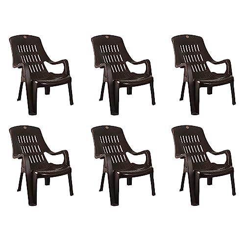 Image of Cello Comfort Plastic Relaxed Armchair, Set of 6 (Ice Brown)