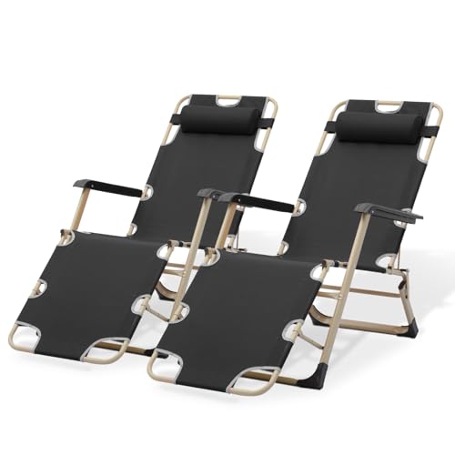 Magshion Folding Patio Chairs Set of 2, Outdoor Lounge Chair