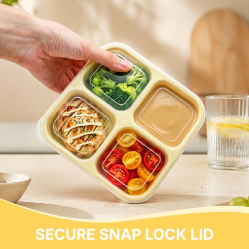 HestiaSnax 4 Pack Bento Snack Boxes, 4 Compartments, Wheat Straw | Reusable Food Storage for Kids & Adults, Includes 4 Sauce Cups, Meal Prep for School Office Travel - image 5