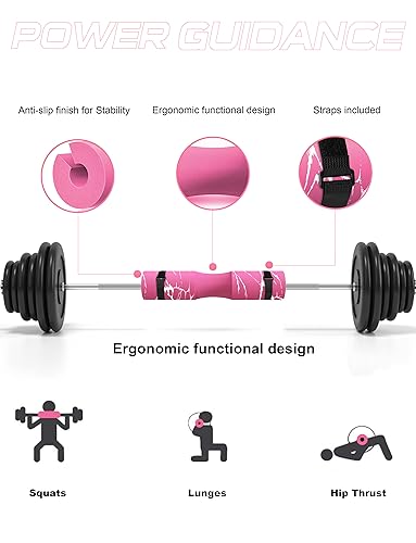 Image of POWER GUIDANCE Barbell Squat Pad - Neck & Shoulder Protective Pad - Great for Squats, Lunges, Hip Thrusts, Weight Lifting & More - Fit Standard and Olympic Bars Perfectly (Pink Marble)
