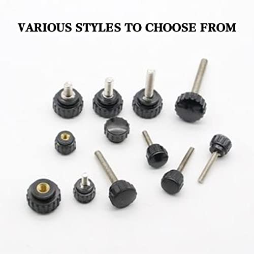 Image of Othmro M6x20mm Male Thread Thumb Screw Knobs 20pcs, Length 15mm Threaded Knurled Clamping Grip Thumb Screw on Type Round Head Clamping Thread Knobs Black