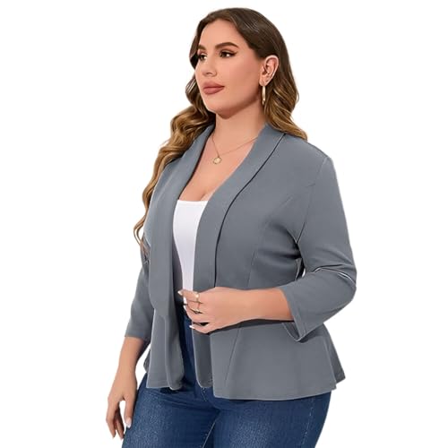 Image of Womens Spring Plus Size Open Front Cardigan 3 /4 Long Sleeves Lightweight Draped Cover Ups