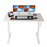 DEVAISE Adjustable Height Standing Desk, 55 inch Sit to Stand Up Desk Workstation with Crank Handle for Office Home, White