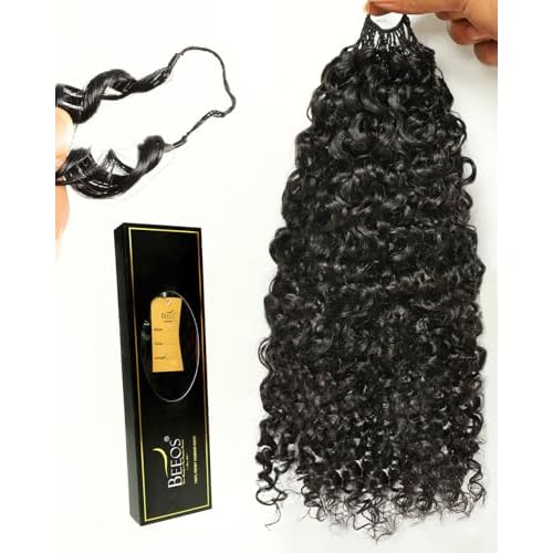 BEEOS Human Crochet Hair Burmese Curly 160g, Pre-Separated Feather Crochet Human Hair for Women, Detangle Easily and Reusable 16 Inch Natural Black