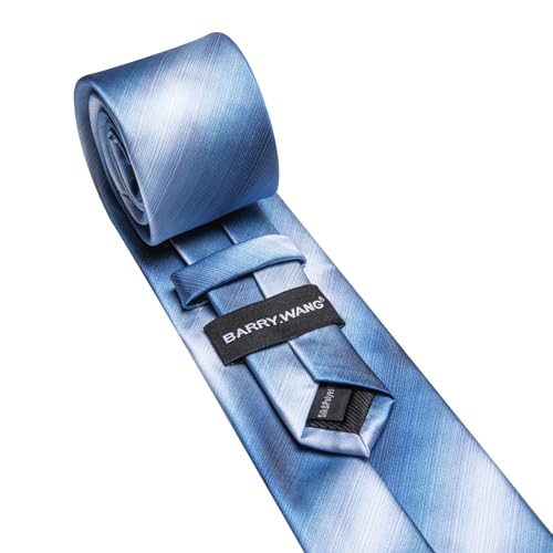 Image of Barry.Wang Plaid Ties for Men Silk Necktie Handkerchief Cuff Links Set