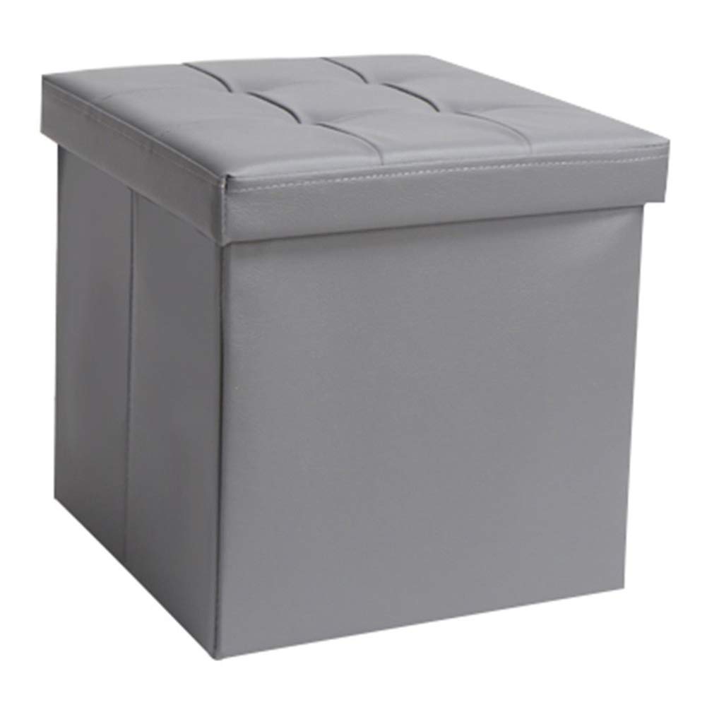 IROEJT Ottoman,Foot Stools Foot Stool Ottoman Storage Square Pu Footstool Toy Chests Folding Bedroom,5 Colors，Grey 38X38X38CM