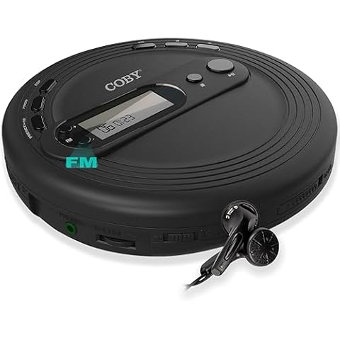 COBY Portable CD Player with Earbuds, FM Radio & MP3 | Skip Protection, Lightweight & Shockproof Music Compact Disc Player | Portable Discman Perfect for Home Car and Travel Cover