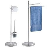 WENKO PIENO SET - Handtuchständer 2 Arme + Stand WC-Garnitur, Edelstahl rostfrei