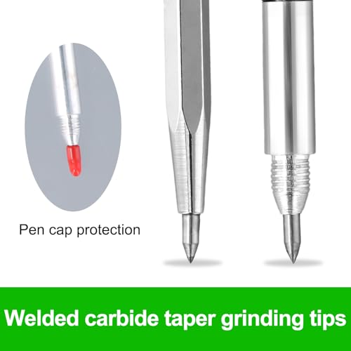 Duronge 2 Stück Gravurstifte aus Wolframkarbid, Anreißnadel Hartmetall, Anreissnadel Hartmetall, Anreißwerkzeug mit Red Hat Markierspitzen, für Glas, Keramik und Gehärteten, Silber, Carbide Pen
