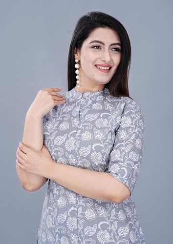 Image of Women Printed Collar Neck Half Sleeve Regular Fit Formal Kurti for Women's