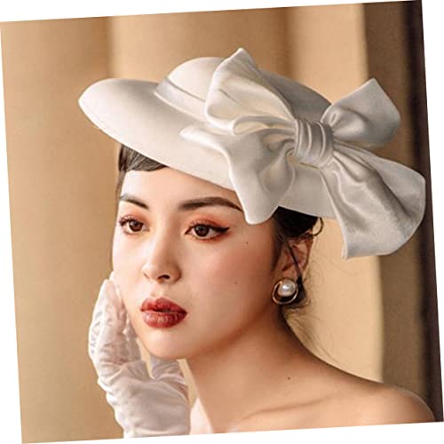 Gogogmee Damen Fascinator Hut FüR Hochzeiten Partys WeißEr Satin Bowler Hut Mit Verstellbarem SchweißBand Eleganter Party Dress FüR Festliche AnläSse Und KostüMpartys