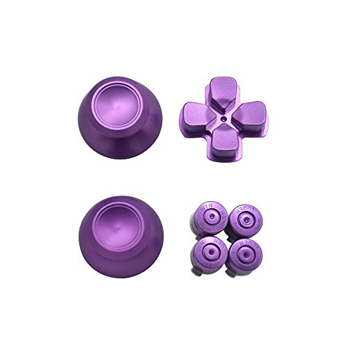 TOMSIN Metal Buttons for PS4 Controller, Aluminum Metal Thumbsticks Analog Grip & Bullet Buttons & D-pad for PS4 Controller (Metal Purple)