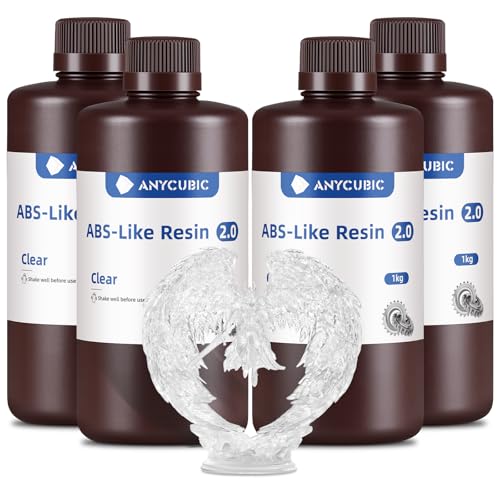 Image of ANYCUBIC 2nd Gen Resin Technology ABS-Like Resin 2.0 Bundle, 3D Printer Resin with High Toughness, More Precise Details, Wide Compatibility for All LCD Resin 3D Printers (Clear, 4kg in Total)