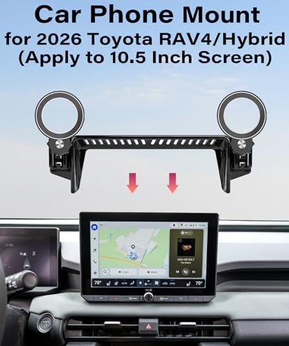 Image of Car Phone Holder for 2026 Toyota RAV4 /RAV4 Hybrid 10.5 inch Screen Accessories | MagSafe Strong Magnetic Clip Cell Phone Mount, 360 Rotatable Hands-Free Holder, Not Block Air Vents