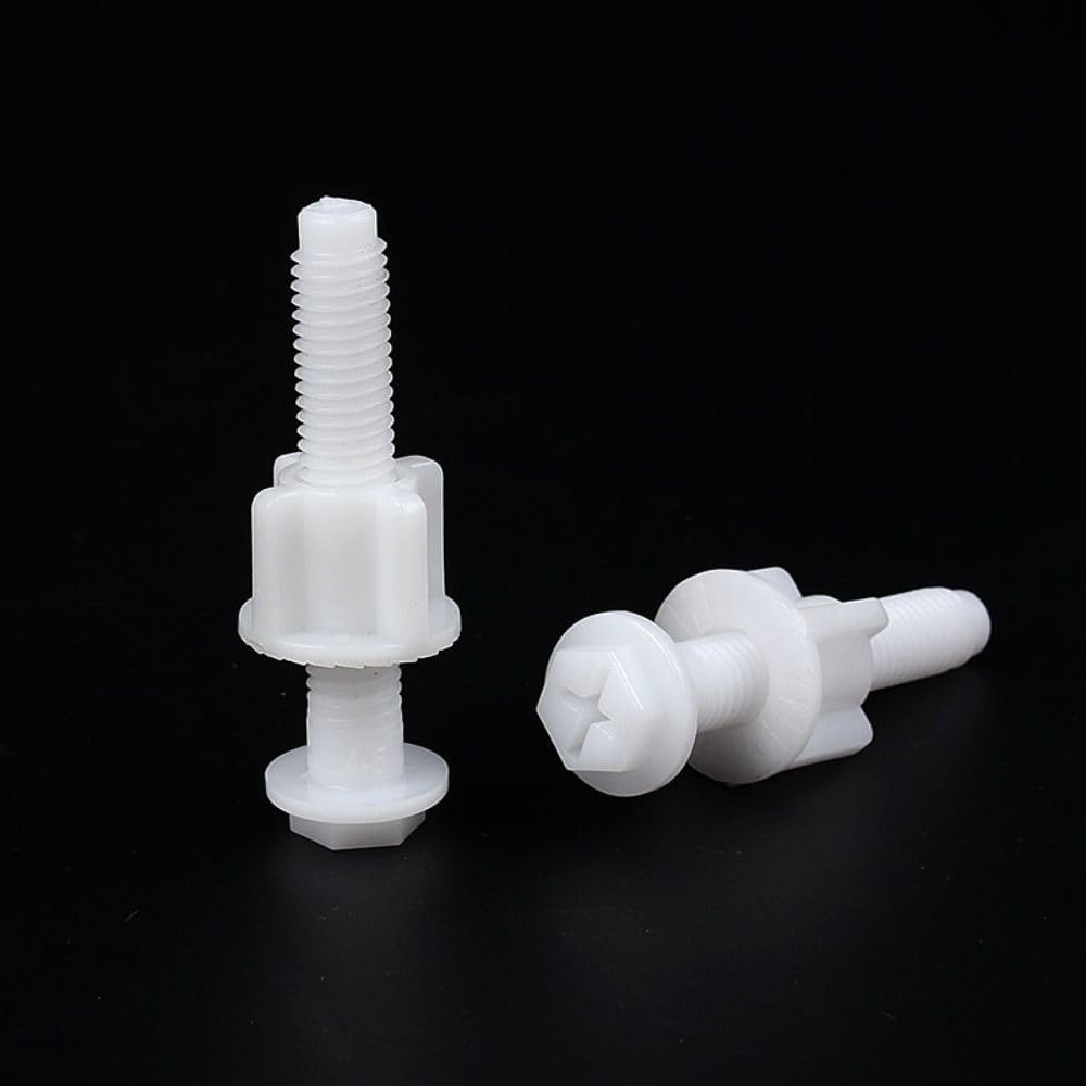 4 Pack Toilet Seat Screws Replacement Plastic Universal White Toilet Seat Hinge Bolt Screw for Fixing the Top Toilet Seat