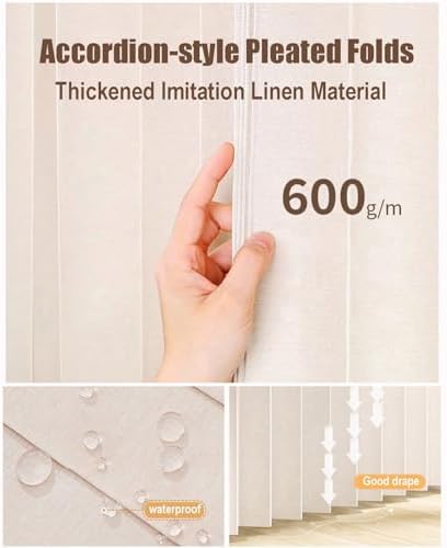 Beige Cabinet Curtains for Shelves, Dust-Proof Closet Curtain with Sliding Rail, Privacy Curtain for Kitchen, Wardrobe, Pantry & Laundry Room (80cm Track x H 120cm)