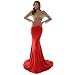 Missord Women's O Neck Long Sleeve Bodycon Maxi Dress for Prom Medium Red