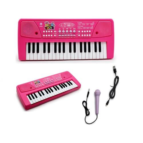 Image of Kids Piano Keyboard with Mic | 37 Keys, 8 Rhythms, 8 Tones & 6 Demo Songs | Electronic Musical Toy for Boys & Girls Age 2-5 | Educational & Recording Keyboard for Beginners - Pink