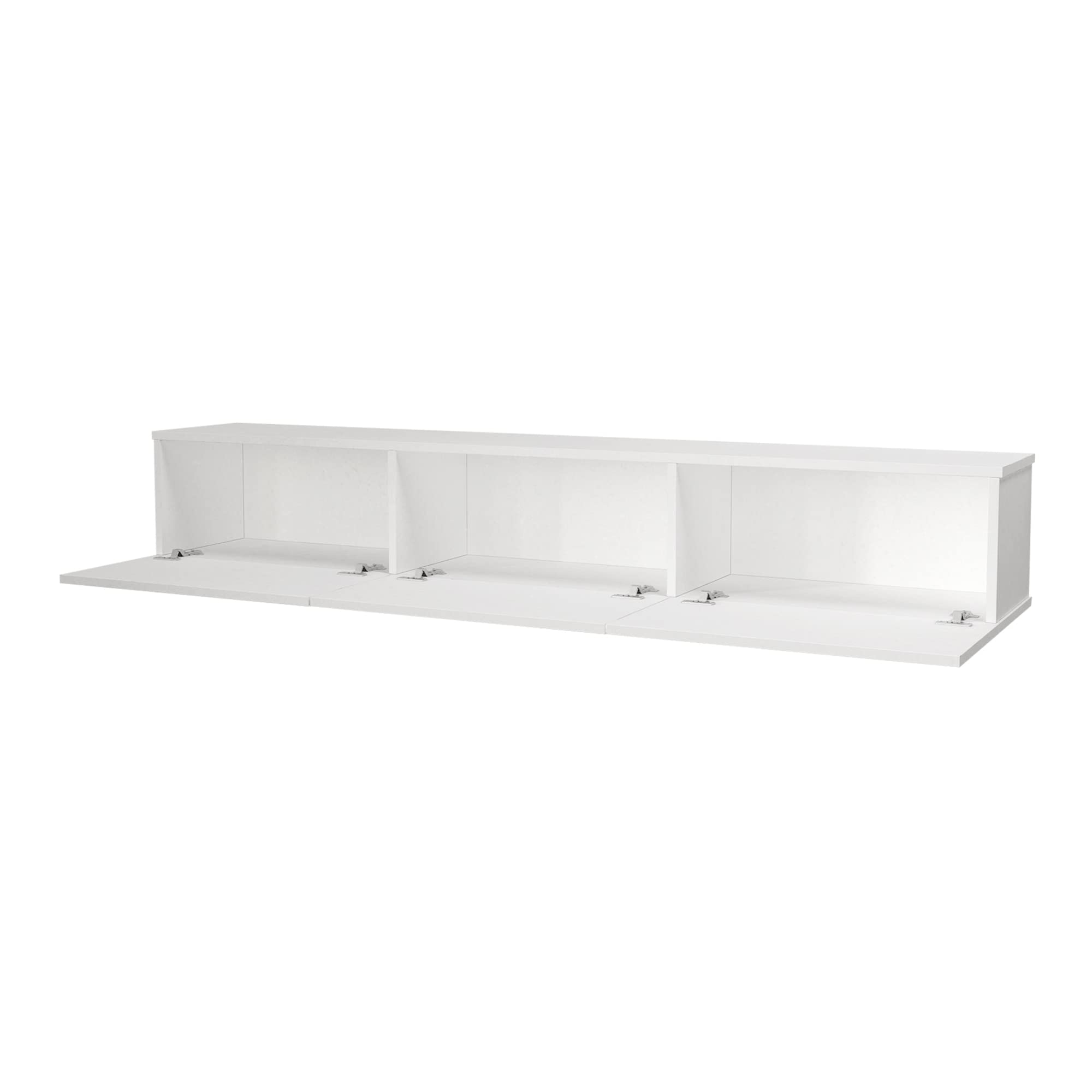 [en.casa] Mobile TV da Parete con 3 Ante a Ribalta Mensola Porta TV 180 x 31 x 29,5 cm Armadietto Pensile - Bianco