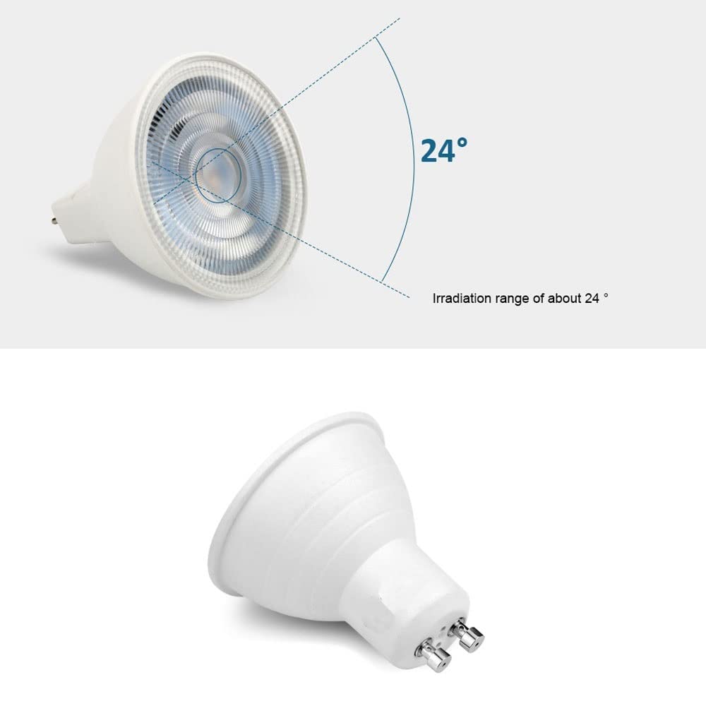 HHF Iluminación del hogar, Paquete de 20, LED LAMP SPARTLING AC220V MR16/GU10/GU5.3 7W ángulo de haz atenomable de 24 grados bombilla de luz puntual(MR16 Cold White)